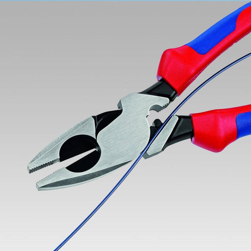 KNIPEX 9-1/4 in. Ultra-High Leverage Lineman's Pliers with Fish Tape Puller and Crimper - 09 12 240 SBA