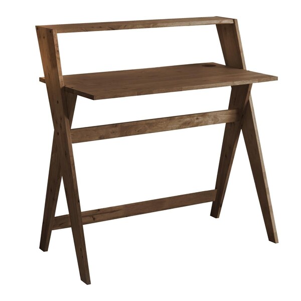 Mid-Century Modern 37.5 in. Crisscross Study Desk, Espresso - D4701T-ES