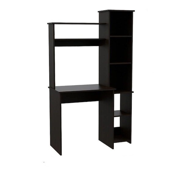 Homeroots Modern Office Desk with Storage Cabinet, Black - 477860