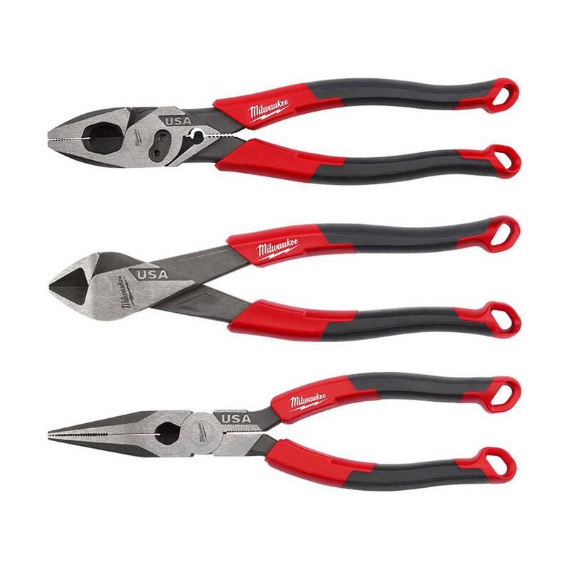 Milwaukee Linesman Plier w/Comfort Grip/Crimper w/8 in. Long Nose Plier w/Comfort Grip & 8 in. Diagonal Plier w/Comfort Grip - MT550C-MT558-MT555