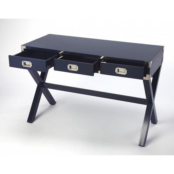 Homeroots 30.5 x 46 x 20 in. Dark Blue Campaign Style Desk - 389449