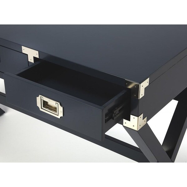Homeroots 30.5 x 46 x 20 in. Dark Blue Campaign Style Desk - 389449