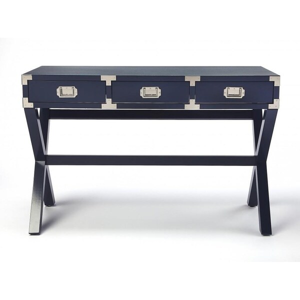 Homeroots 30.5 x 46 x 20 in. Dark Blue Campaign Style Desk - 389449