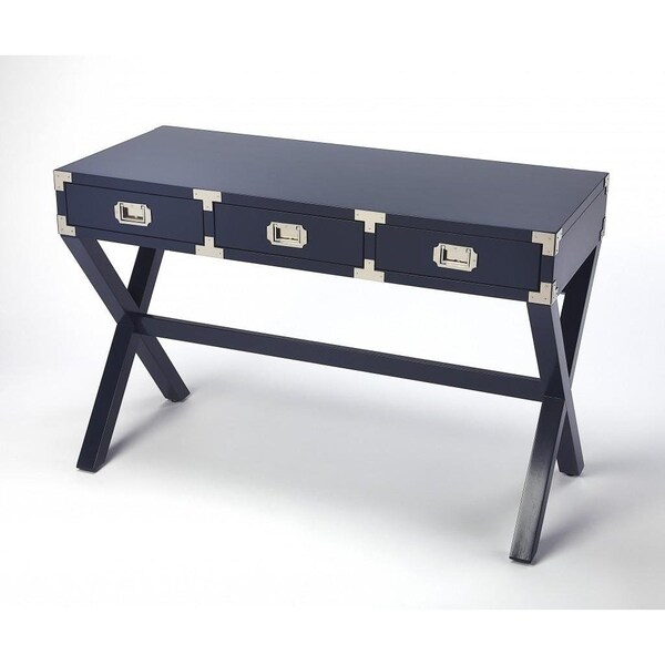 Homeroots 30.5 x 46 x 20 in. Dark Blue Campaign Style Desk - 389449