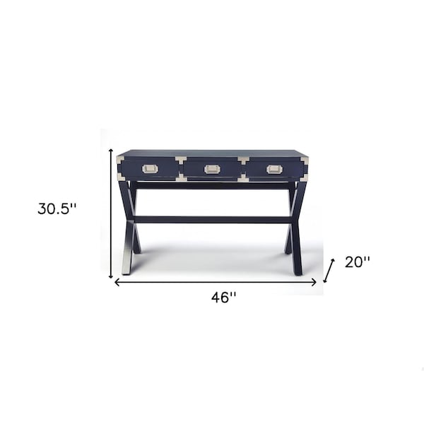 Homeroots 30.5 x 46 x 20 in. Dark Blue Campaign Style Desk - 389449