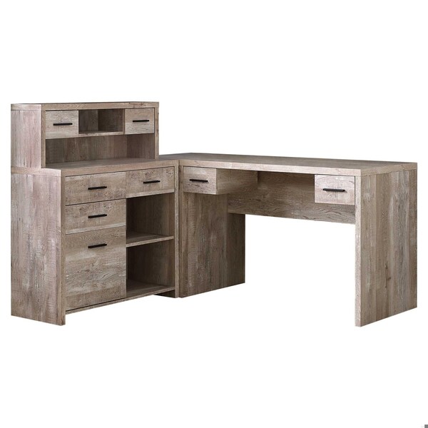 Homeroots 44.75 in. Taupe Reclaimed Wood Particle BoardLaminate & MDF Computer Desk - 333527