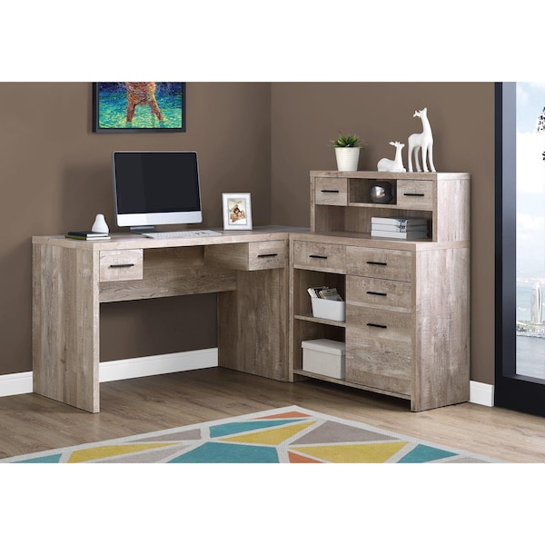 Homeroots 44.75 in. Taupe Reclaimed Wood Particle BoardLaminate & MDF Computer Desk - 333527