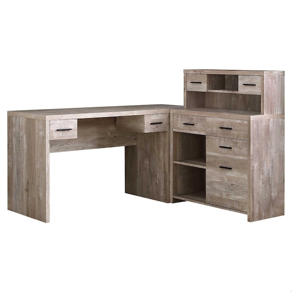 Homeroots 44.75 in. Taupe Reclaimed Wood Particle BoardLaminate & MDF Computer Desk - 333527