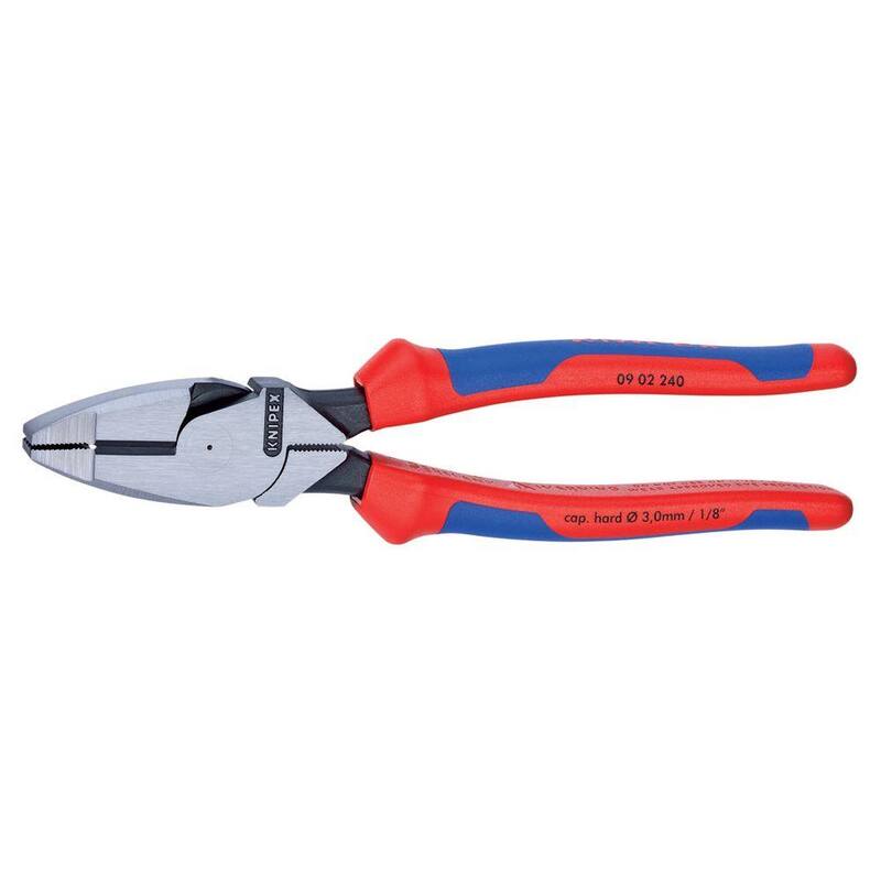 KNIPEX 9 in. High Leverage New England Style Linemans Pliers with Comfort Grip Handle - 09 02 240 SBA