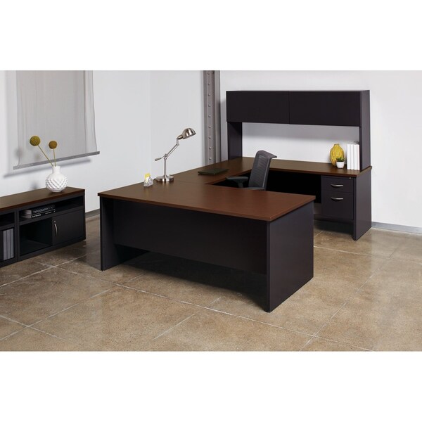 Hirsh Desk Pedestal, 36 in D X 29 1/2 in H, 72 in W X Steel, Black/Walnut - 20541