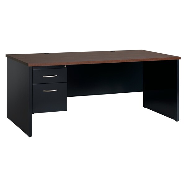 Hirsh Desk Pedestal, 36 in D X 29 1/2 in H, 72 in W X Steel, Black/Walnut - 20541
