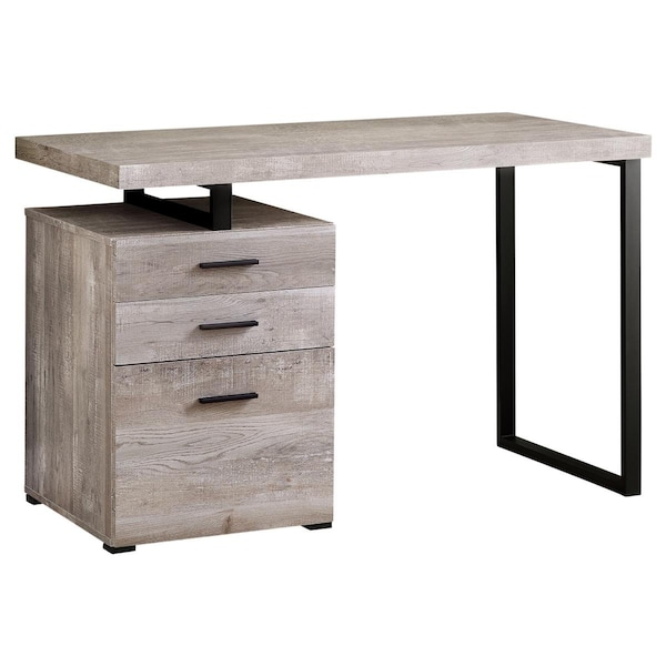Daphnes Dinnette 48 in. Taupe Reclaimed Wood & Black Metal Computer Desk - DA3593927