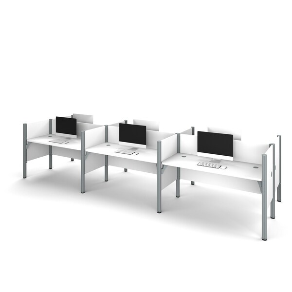 Bestar Bestar Pro-Biz 183W 6-Person Office Cubicles with Low Privacy Panels in white - 100873C-17