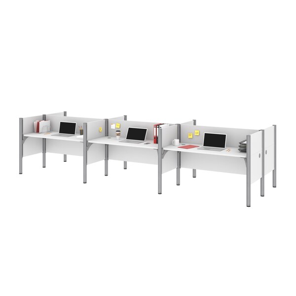 Bestar Bestar Pro-Biz 183W 6-Person Office Cubicles with Low Privacy Panels in white - 100873C-17