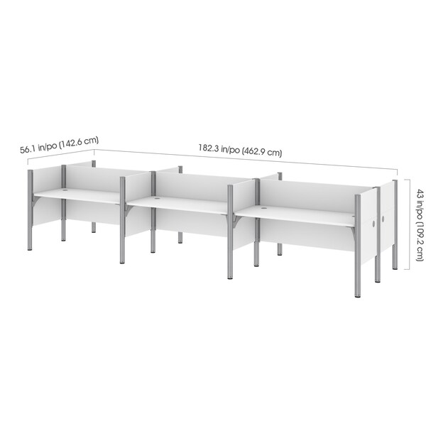 Bestar Bestar Pro-Biz 183W 6-Person Office Cubicles with Low Privacy Panels in white - 100873C-17