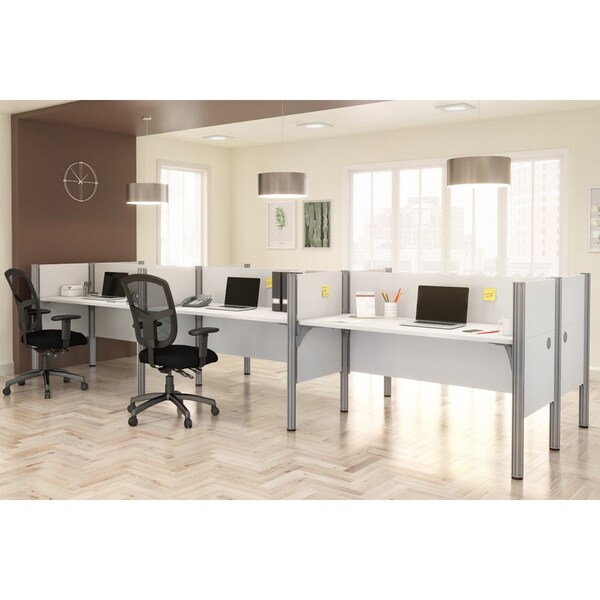 Bestar Bestar Pro-Biz 183W 6-Person Office Cubicles with Low Privacy Panels in white - 100873C-17