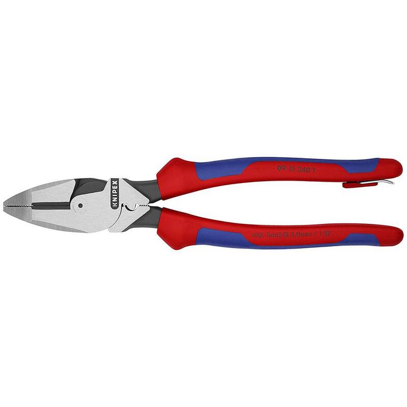 KNIPEX 9-1/2 in. Ultra-High Leverage Lineman's Pliers with Fish Tape Puller, Crimper and Tether Attachment - 09 12 240 T BKA