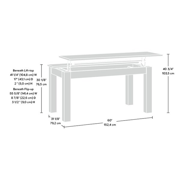 Sauder 31.18 in D X 30.12 in H, 60 in W X Engineered wood - 430051