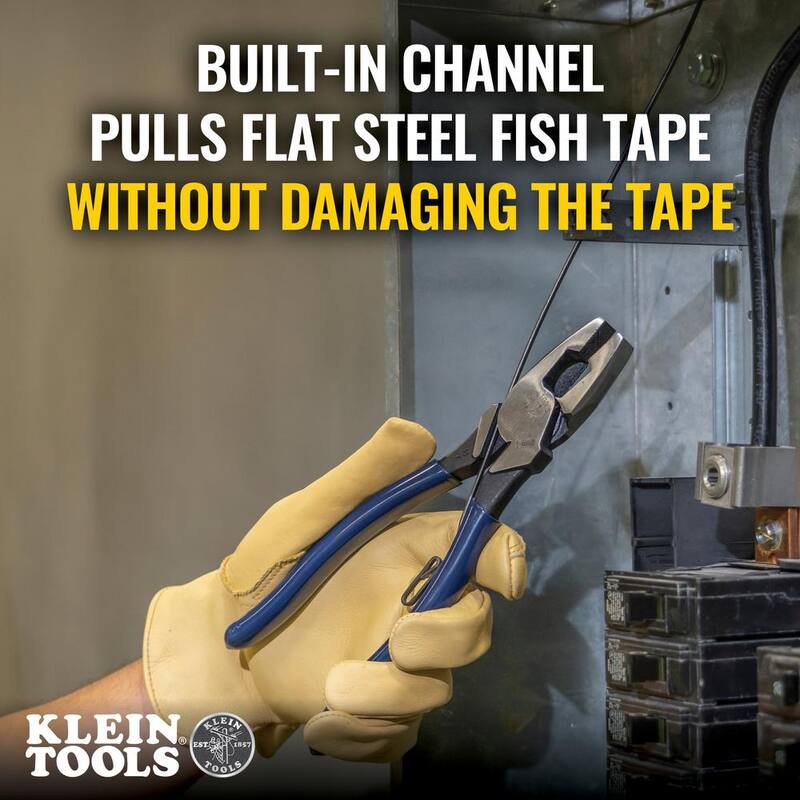 Klein Tools 9 in. High Leverage Side Cutting Pliers with Tape Pulling - D213-9NETPSEN