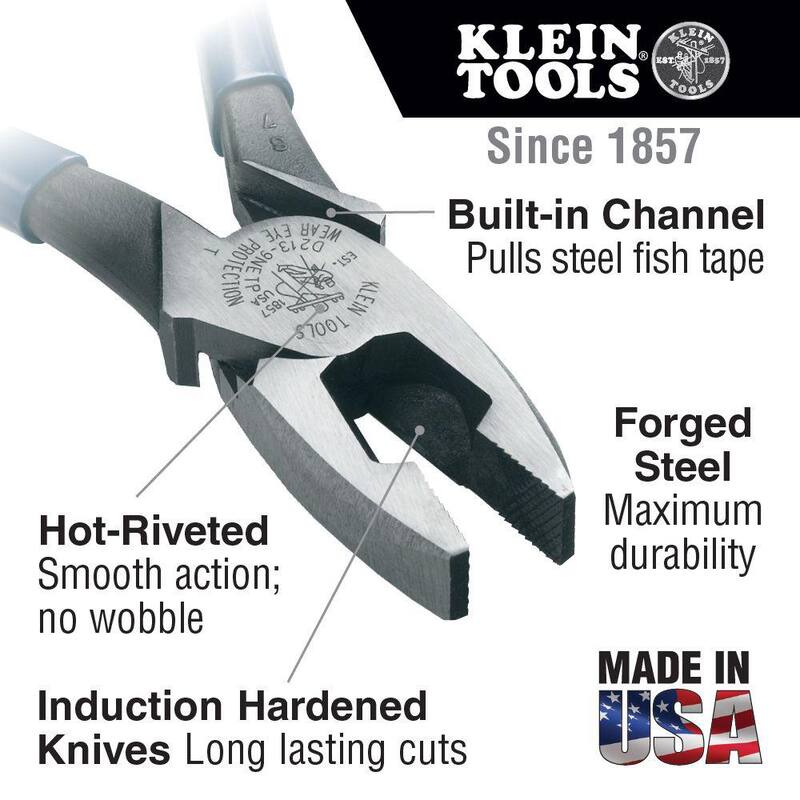 Klein Tools 9 in. High Leverage Side Cutting Pliers with Tape Pulling - D213-9NETPSEN