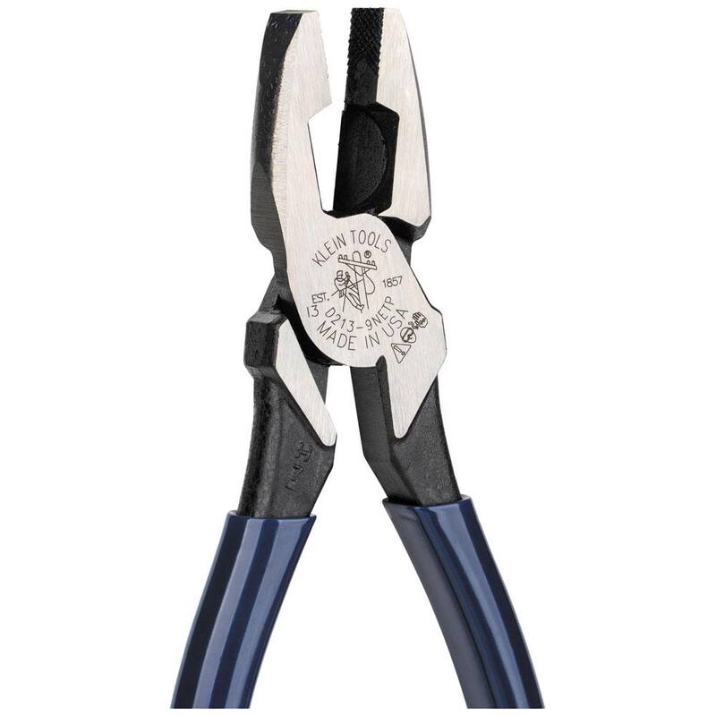 Klein Tools 9 in. High Leverage Side Cutting Pliers with Tape Pulling - D213-9NETPSEN