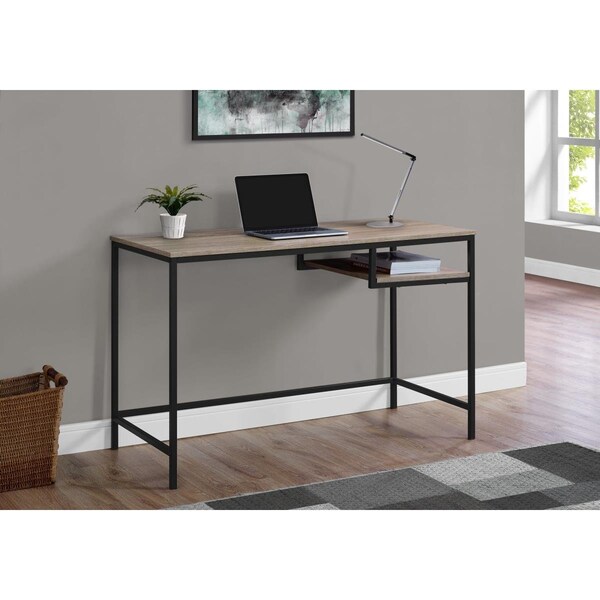 Gfancy Fixtures 30 in. Dark Taupe MDF & Black Metal Computer Desk - GF3100142