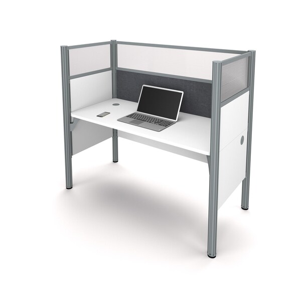 Bestar Bestar Pro-Biz 63W Single Office Cubicle with Gray Tack Board and High Privacy Panels in white - 100871DG-17