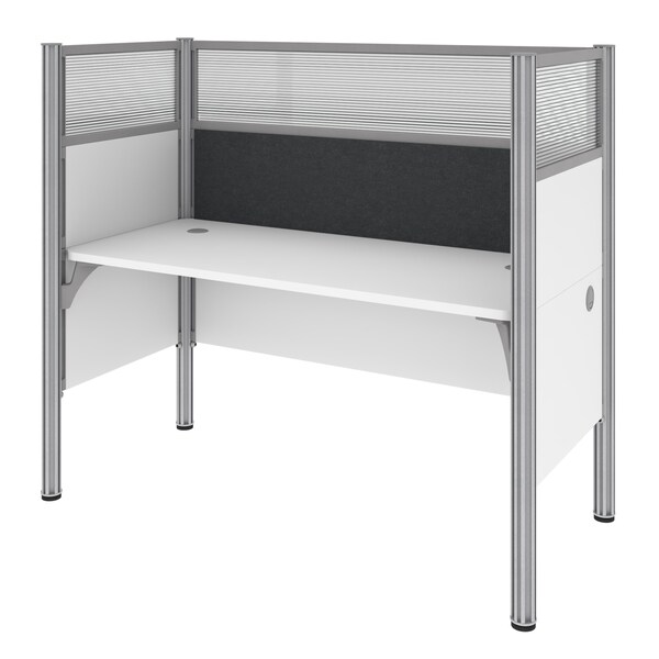 Bestar Bestar Pro-Biz 63W Single Office Cubicle with Gray Tack Board and High Privacy Panels in white - 100871DG-17