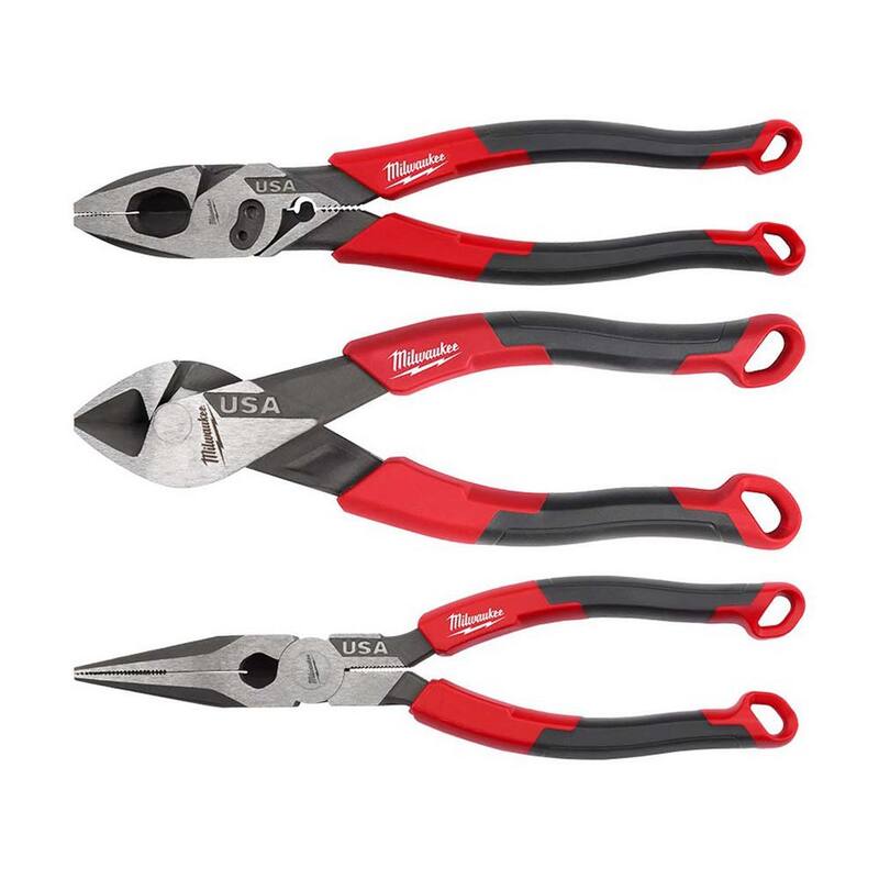 Milwaukee Linesman Plier w/Comfort Grip/Crimper w/8 in. Long Nose Plier w/Comfort Grip & 6 in. Diagonal Plier w/Comfort Grip - MT550C-MT556-MT555