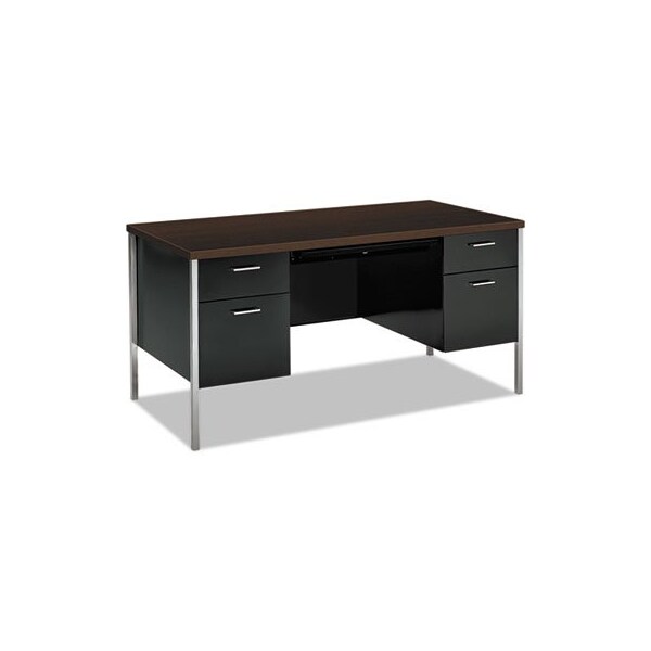 Hon HON, 34000 SERIES DOUBLE PEDESTAL DESK, 60W X 30D X 29.5H, MOCHA/BLACK - 34962MOP