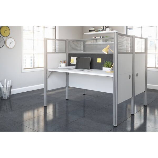 Bestar Bestar Pro-Biz 63W Office Cubicles with Gray Tack Boards and High Privacy Panels in white - 100870DG-17