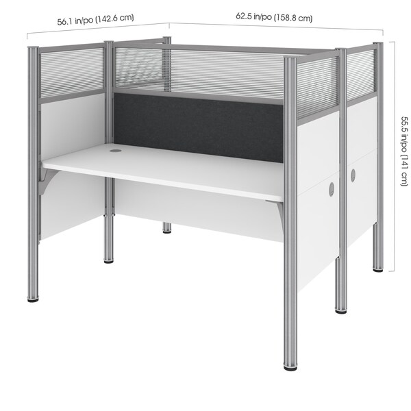 Bestar Bestar Pro-Biz 63W Office Cubicles with Gray Tack Boards and High Privacy Panels in white - 100870DG-17