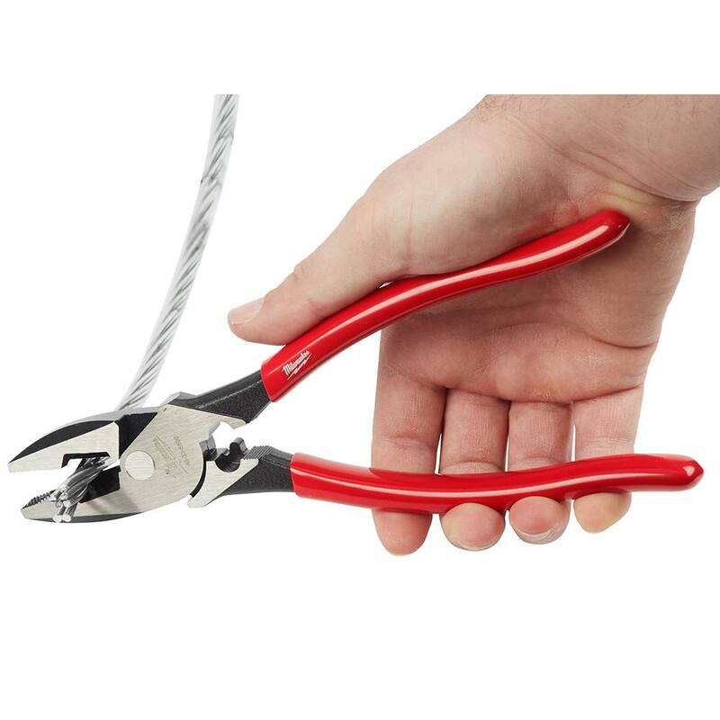 Milwaukee 9 in. High-Leverage Linesman Pliers with Crimper and 8 in. Dipped Grip Diagonal-Cutting Plier with Angled Head (2-Piece) - 48-22-6500-48-22-6528
