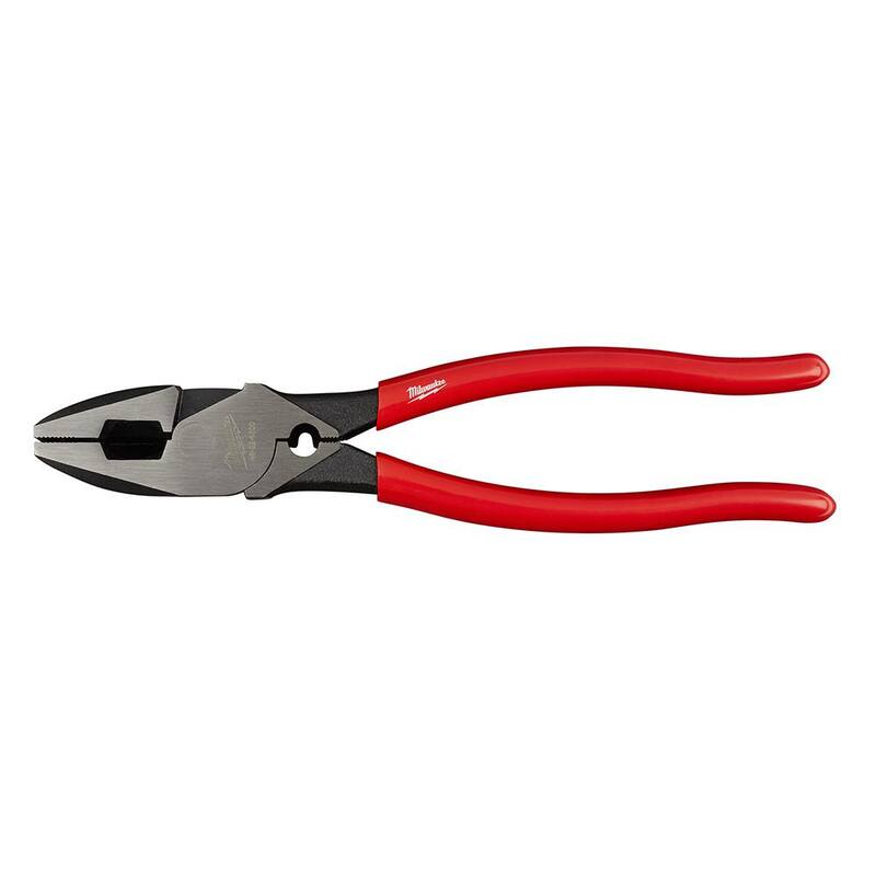 Milwaukee 9 in. High-Leverage Linesman Pliers with Crimper and 8 in. Dipped Grip Diagonal-Cutting Plier with Angled Head (2-Piece) - 48-22-6500-48-22-6528