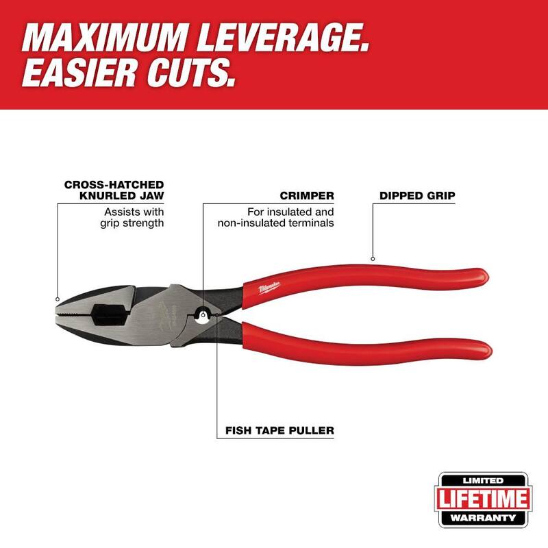 Milwaukee 9 in. High-Leverage Linesman Pliers with Crimper - 48-22-6500