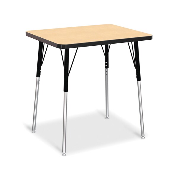Jonti-Craft Berries Rectangle Student Desk, 24 in. x 30 in., A-height, Maple/Black/Black - 6570JCA011