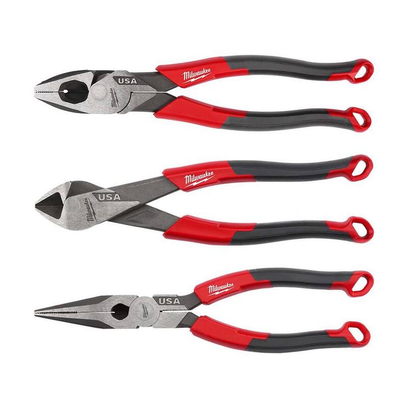 Milwaukee Linesman Plier w/Comfort Grip with 8 in. Long Nose Plier w/Comfort Grip and 8 in. Diagonal Plier w/Comfort Grip - MT550-MT558-MT555