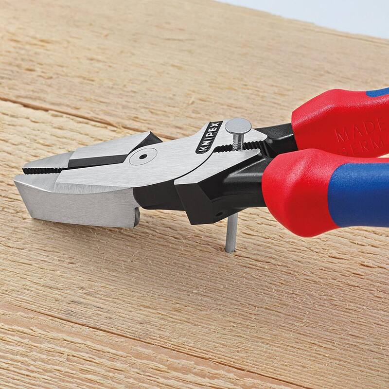 KNIPEX 9-1/2 in. High Leverage Lineman's Pliers with Dual-Component Comfort Grips and Tether Attachment - 09 02 240 T BKA