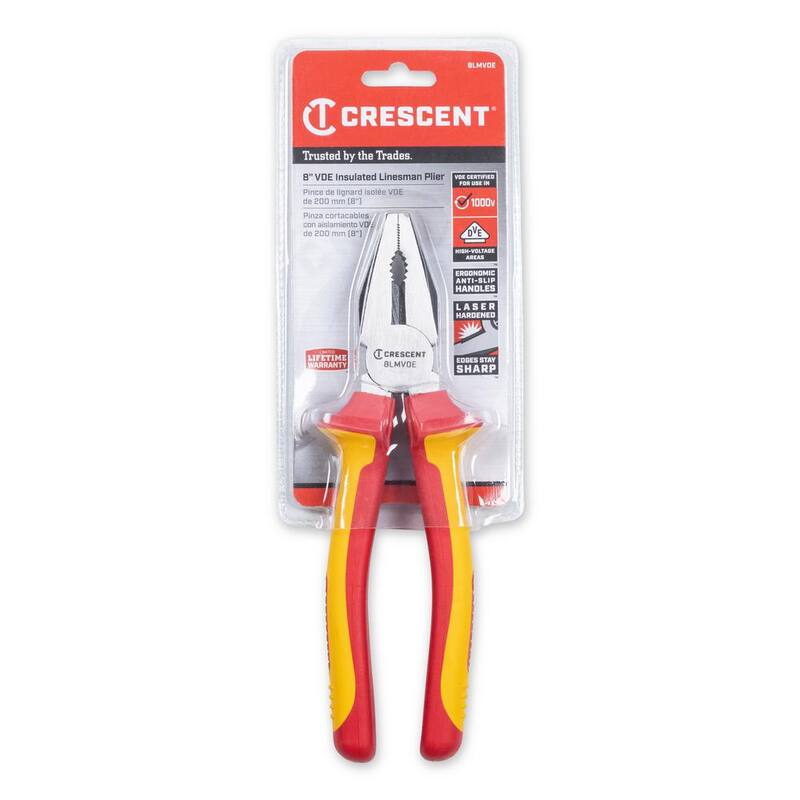 Crescent 8 in. VDE 1000-Volt Insulated Linesman Cutting Pliers - 8LMVDE