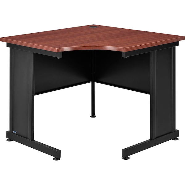 Interion By Global Industrial Corner Desk, 36 in D X 30 in H, 36 in W X Steel Frame, Laminate Top, Mahogany - 240347MH