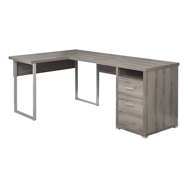 Monarch Specialties Computer Desk, Home Office, Corner, Storage Drawers, 80"L, L Shape, Work, Laptop, Metal, Brown - I 7255