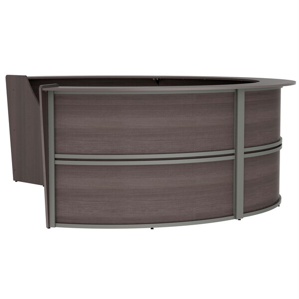 Linea Italia Reception Desk 107 in D X 46 in H, 11.8 ft W X Thermofused Laminate, Mocha - ZUT298