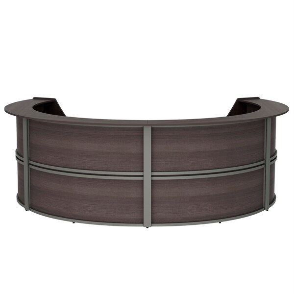 Linea Italia Reception Desk 107 in D X 46 in H, 11.8 ft W X Thermofused Laminate, Mocha - ZUT298