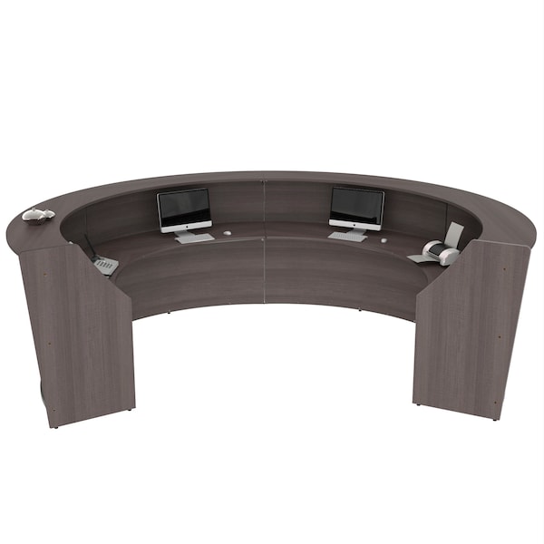Linea Italia Reception Desk 107 in D X 46 in H, 11.8 ft W X Thermofused Laminate, Mocha - ZUT298