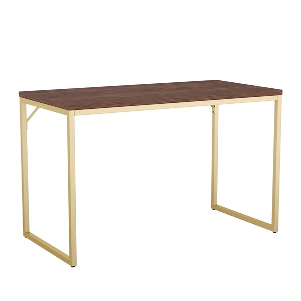 Martha Stewart 23.5 in. D X 47.25 in. W X Engineered Wood, Steel, Walnut Top/Polished Brass Frame - XU-M-BLK-106-BR-GLD-MS