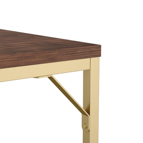 Martha Stewart 23.5 in. D X 47.25 in. W X Engineered Wood, Steel, Walnut Top/Polished Brass Frame - XU-M-BLK-106-BR-GLD-MS