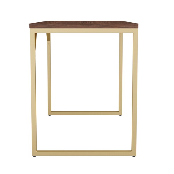 Martha Stewart 23.5 in. D X 47.25 in. W X Engineered Wood, Steel, Walnut Top/Polished Brass Frame - XU-M-BLK-106-BR-GLD-MS