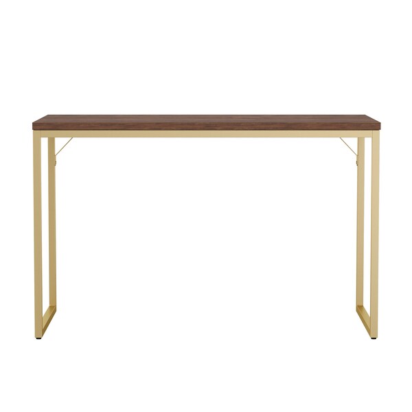 Martha Stewart 23.5 in. D X 47.25 in. W X Engineered Wood, Steel, Walnut Top/Polished Brass Frame - XU-M-BLK-106-BR-GLD-MS