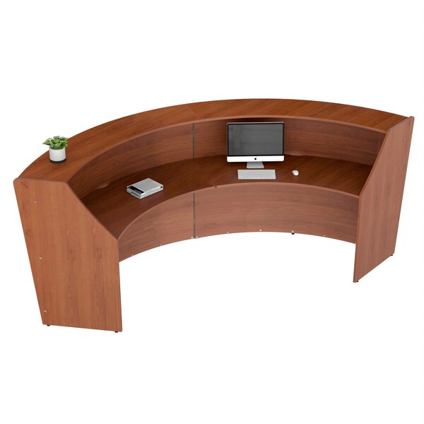 Linea Italia Reception Desk 49 in D X 46 in H, 10.3 ft W X Thermofused Laminate, Clear, Cherry - ZUC296