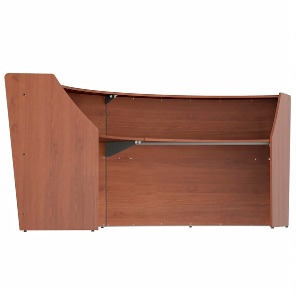 Linea Italia Reception Desk 49 in D X 46 in H, 10.3 ft W X Thermofused Laminate, Clear, Cherry - ZUC296